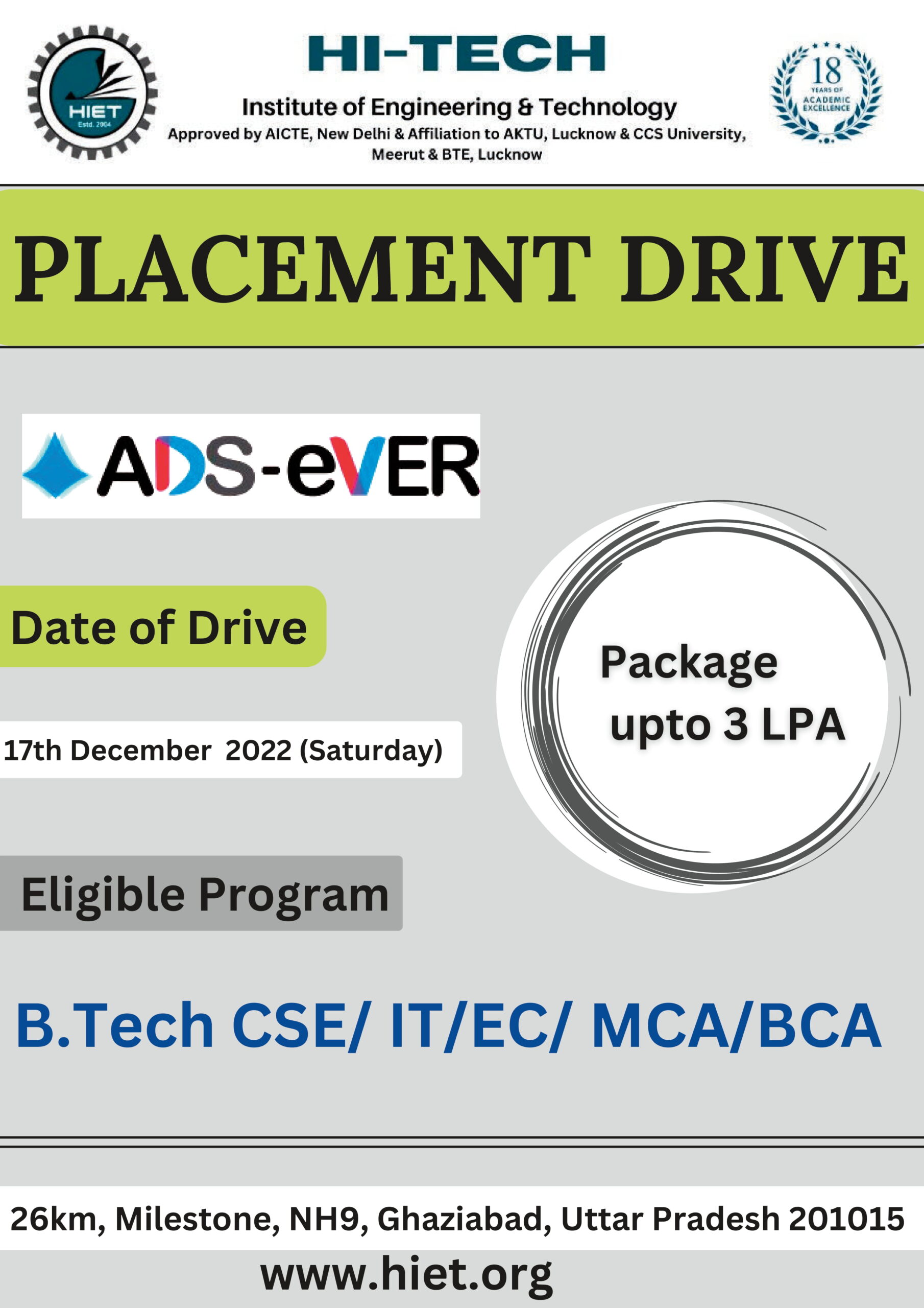 Placement Drive – ADS-eVER (17 December 2022)