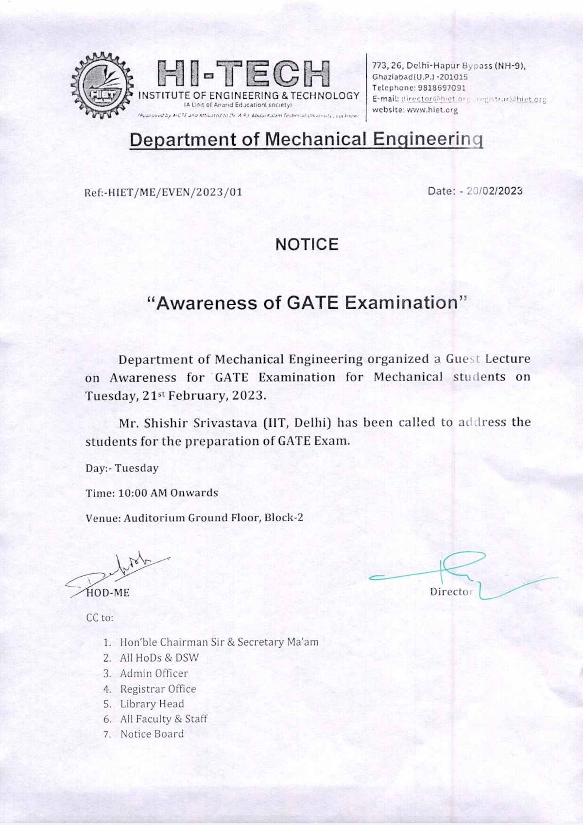 Awareness of GATE Examination