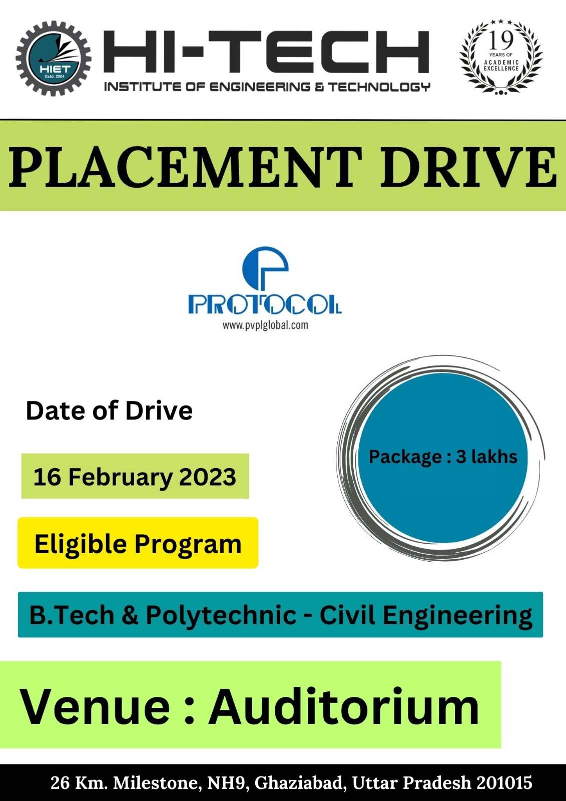 Placement Drive for B.Tech (ME & Civil) (16 Feb